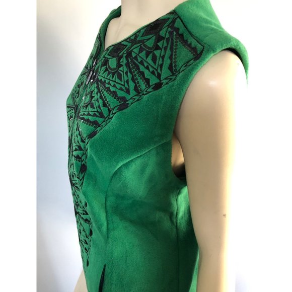 Bob Mackie Wearable Art, Size Medium/Large, Green Fleece Vest with Sequins - Picture 5 of 9